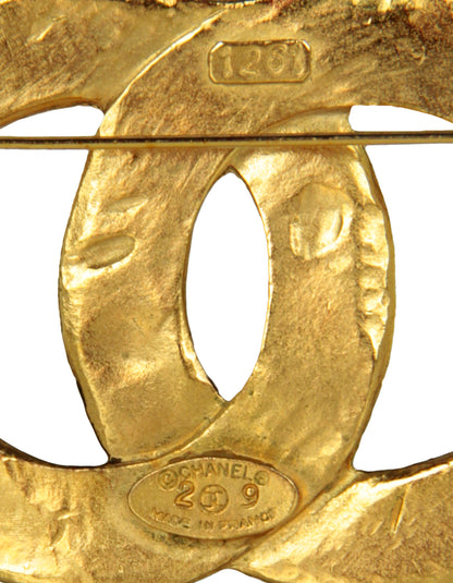 Chanel '90s Vintage Gold Woven CC Brooch