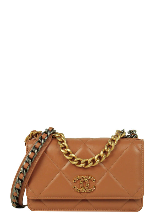 Chanel Brown Quilted 19 WOC Crossbody Bag