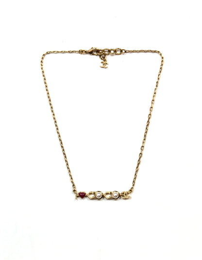 Chanel Goldtone "I Love Coco" Faux Pearl and Enamel Necklace