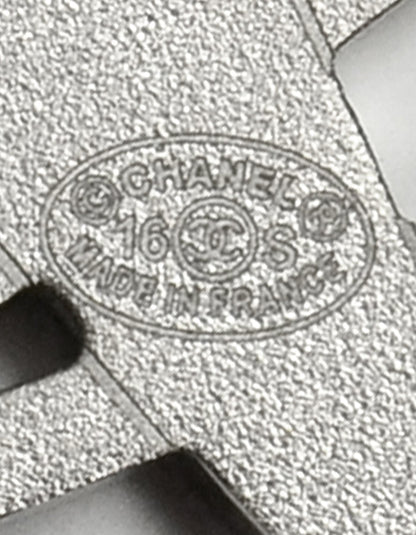 Chanel Two Planes Crystal CC Silvertone Brooch