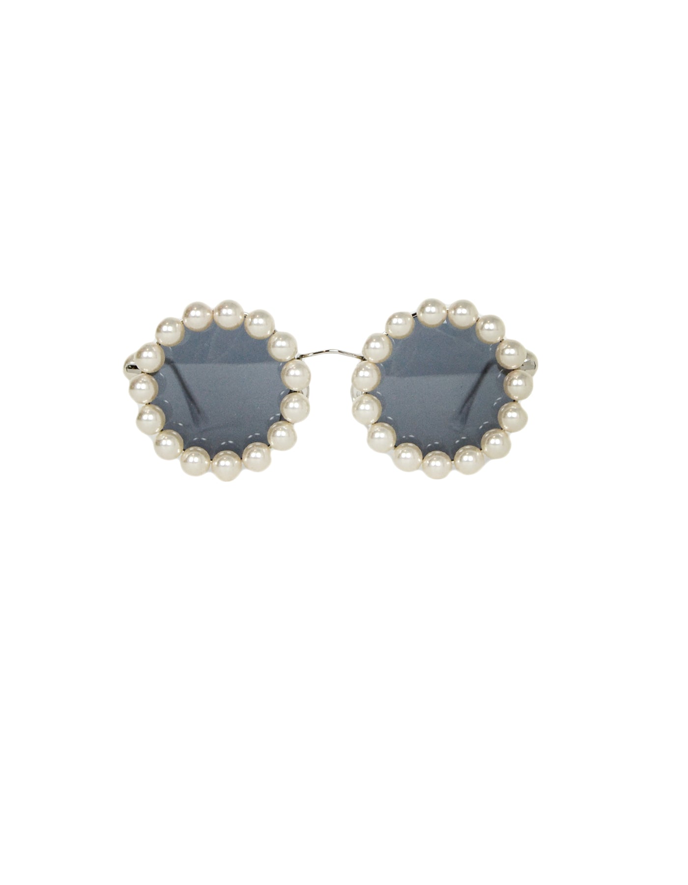 Chanel '90s Runway Round Pearl Framed Sunglasses