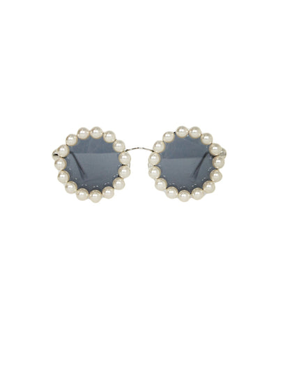 Chanel '90s Runway Round Pearl Framed Sunglasses