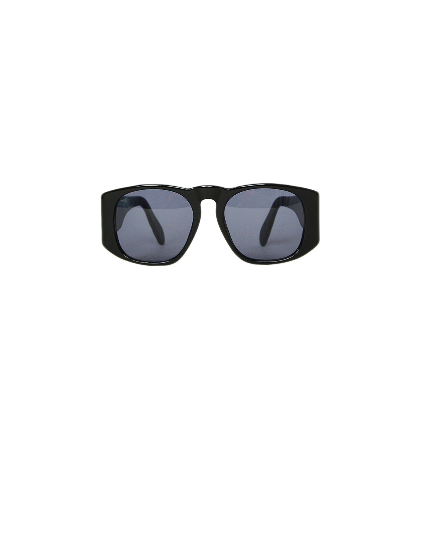 Chanel '90s Vintage Black Acetate Sunglasses w/ CC and Quilted Arms
