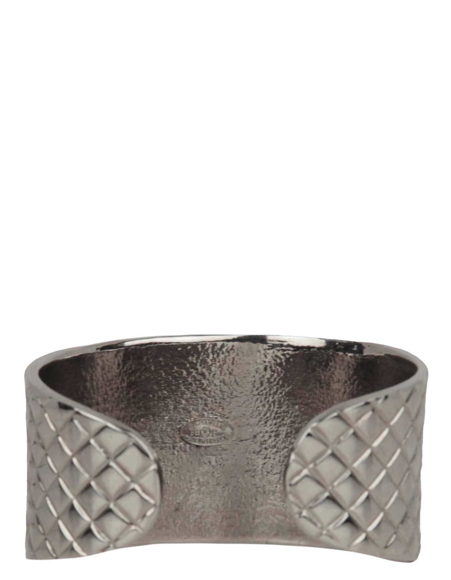 Chanel '90s Silver Vintage Quilted CC Cuff Bracelet