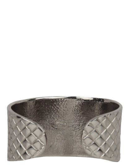 Chanel '90s Silver Vintage Quilted CC Cuff Bracelet