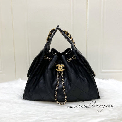 Chanel 25 Small Hobo Bag in Black Caviar and AGHW (Model: AS5293)