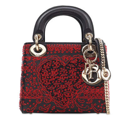 Mini Smooth Calfskin Embroidered Heart Playing Cards Lady Dior
