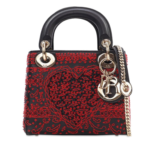 Mini Smooth Calfskin Embroidered Heart Playing Cards Lady Dior