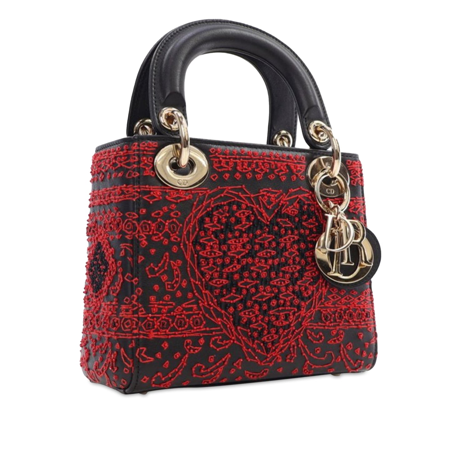 Mini Smooth Calfskin Embroidered Heart Playing Cards Lady Dior