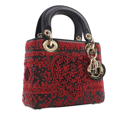 Mini Smooth Calfskin Embroidered Heart Playing Cards Lady Dior
