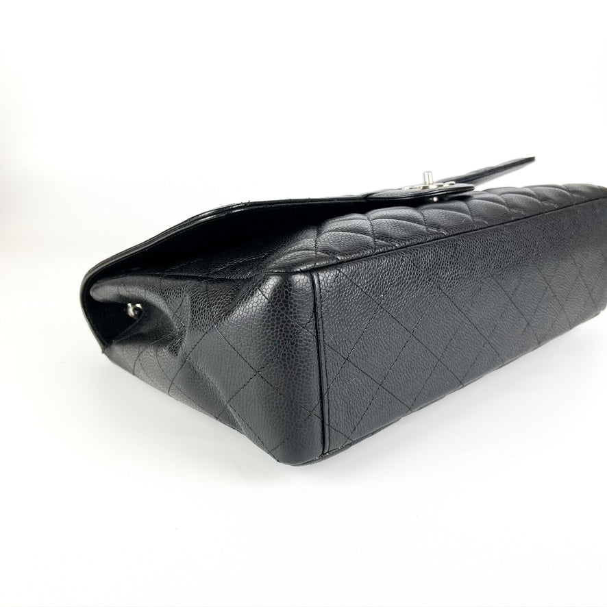 Maxi Single Flap Caviar Leather in Black SHW