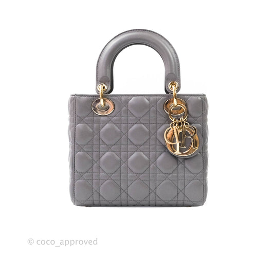 Christian Dior Lambskin My ABCDior Lady Dior Grey Gold Hardware