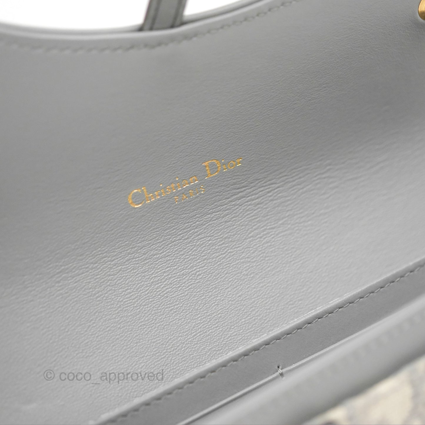 Dior Saddle Wallet On Chain Grey Oblique