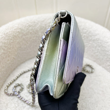 Chanel Classic Wallet on Chain WOC in 21K Iridescent Rainbow Calfskin and SHW