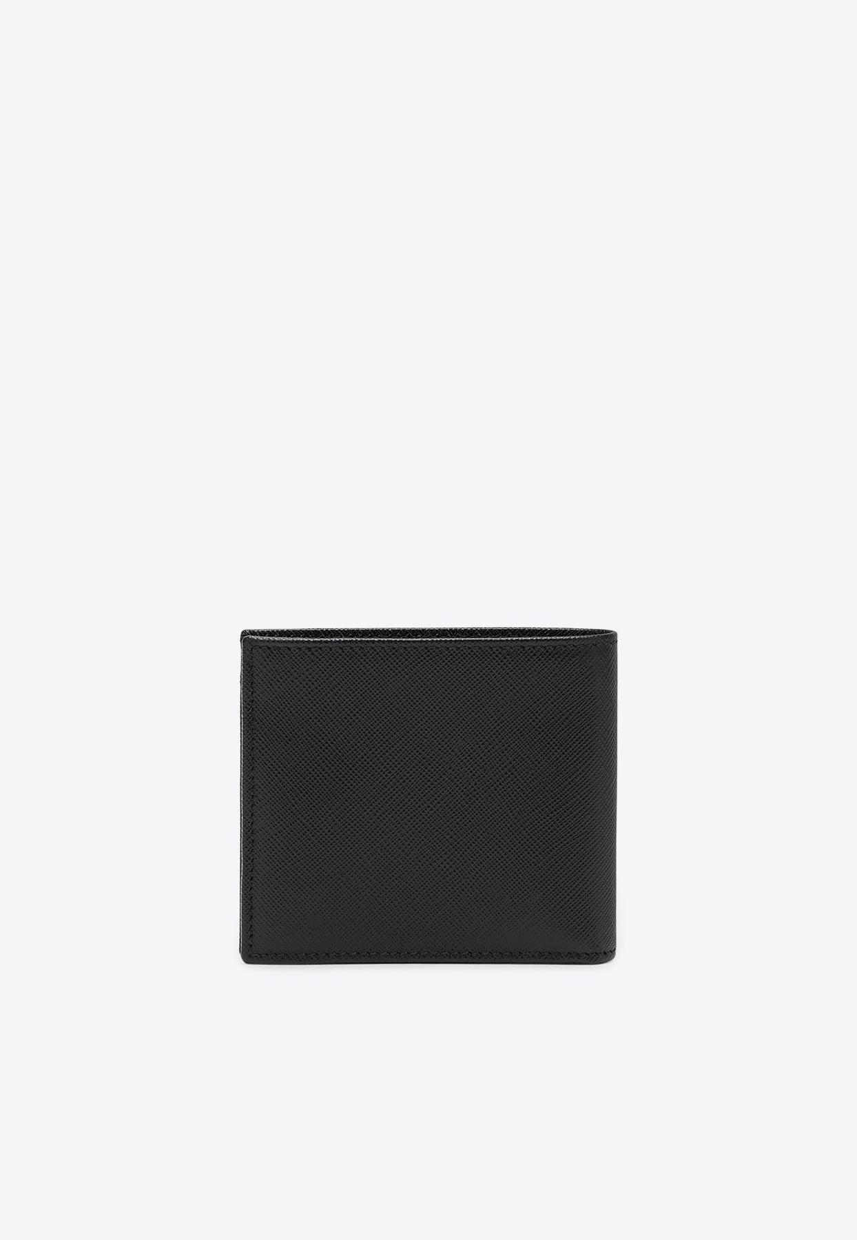 Triangle Logo Saffiano Leather Bi-Fold Wallet