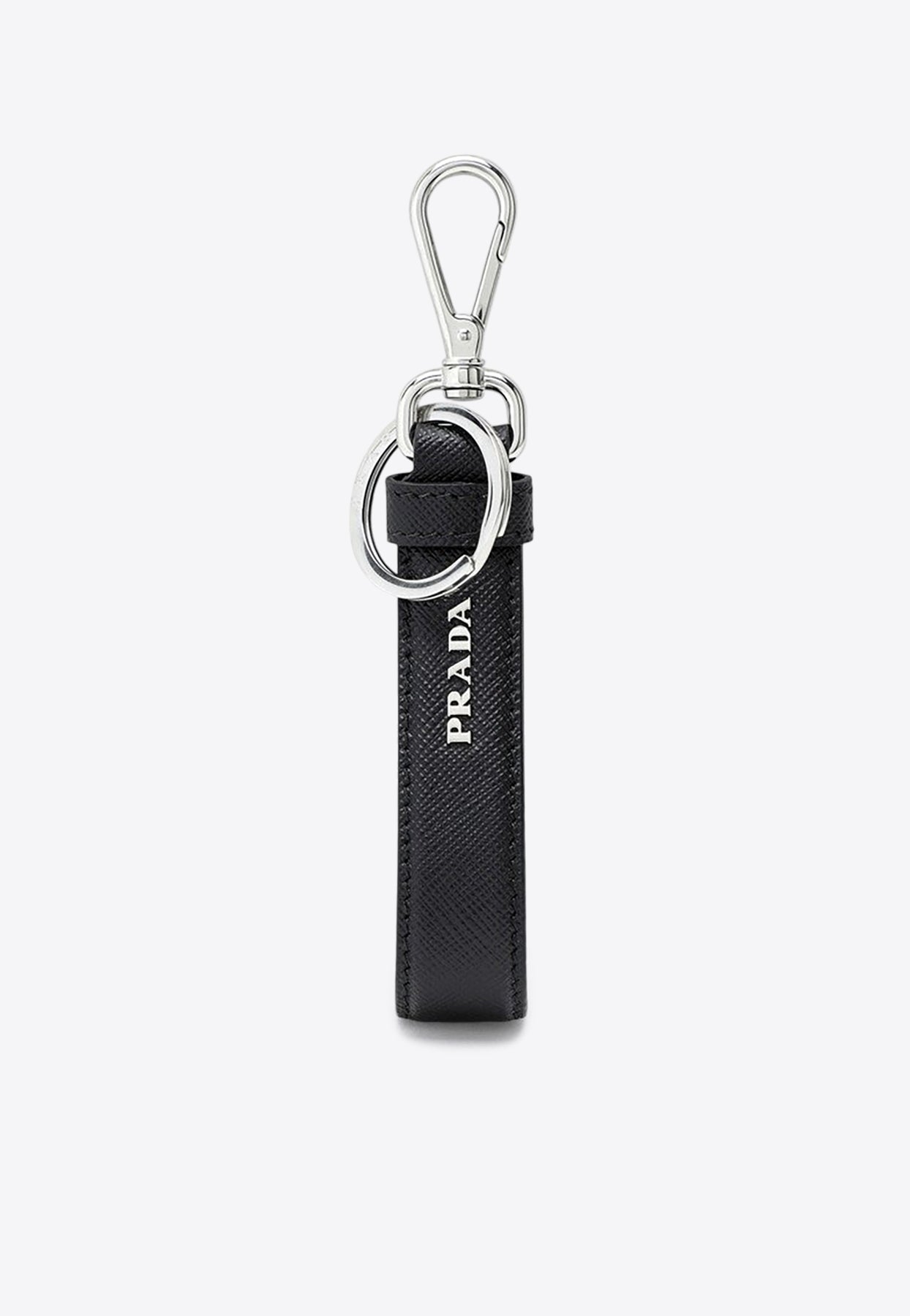 Saffiano Leather Logo Keychain