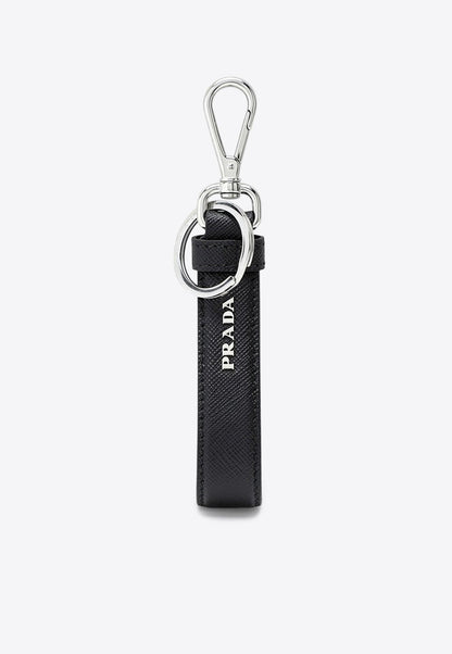 Saffiano Leather Logo Keychain