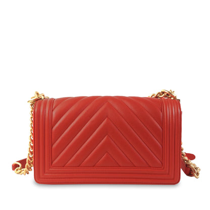 CHANEL Medium Calfskin Chevron Boy Flap Crossbody Bag