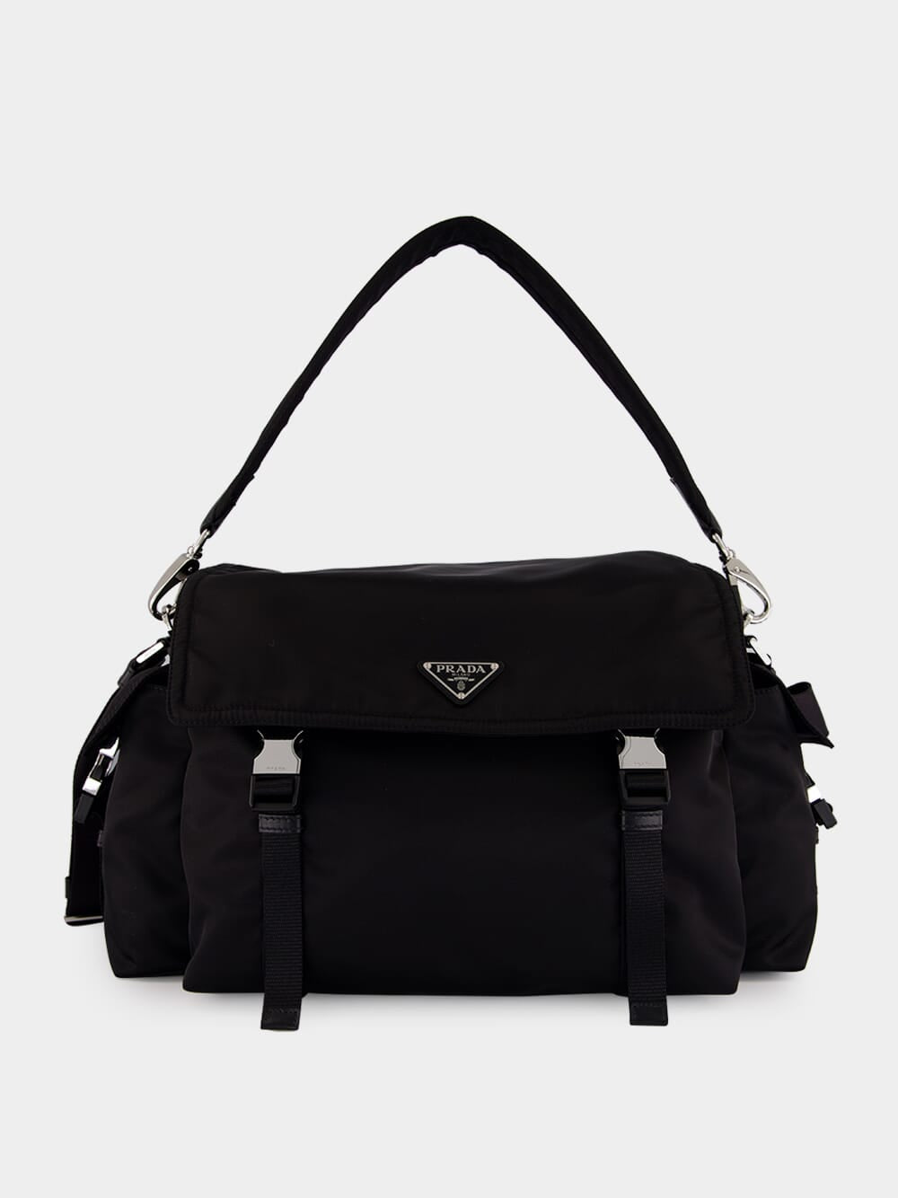 Black Explore Re-Nylon and Leather Bag