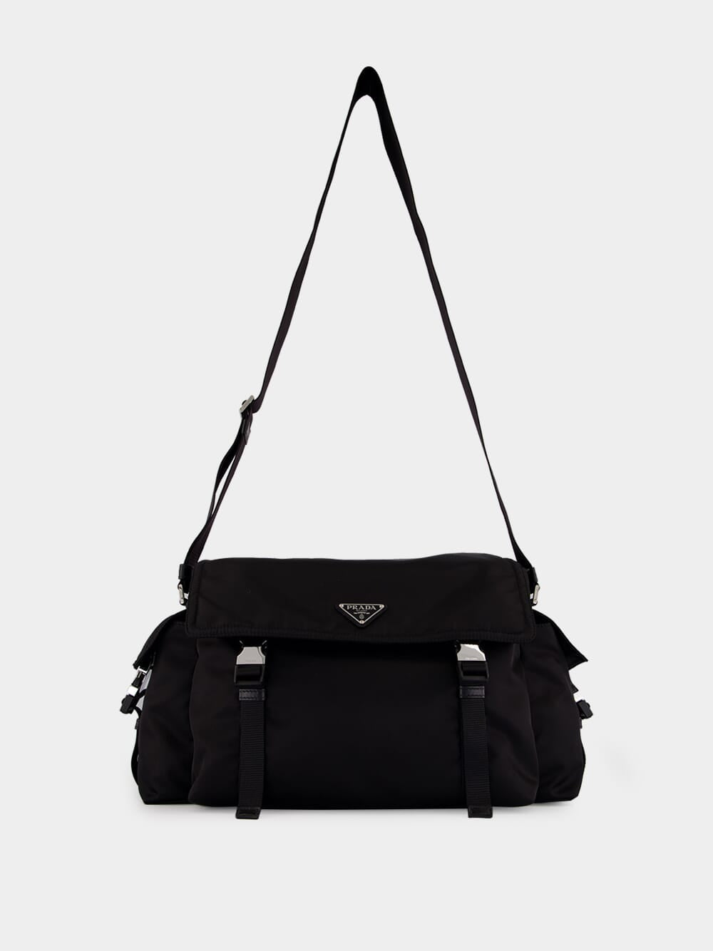 Black Explore Re-Nylon and Leather Bag
