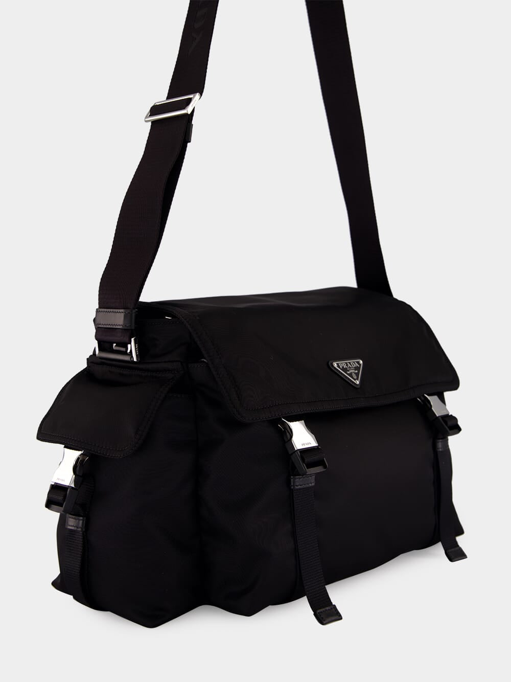 Black Explore Re-Nylon and Leather Bag