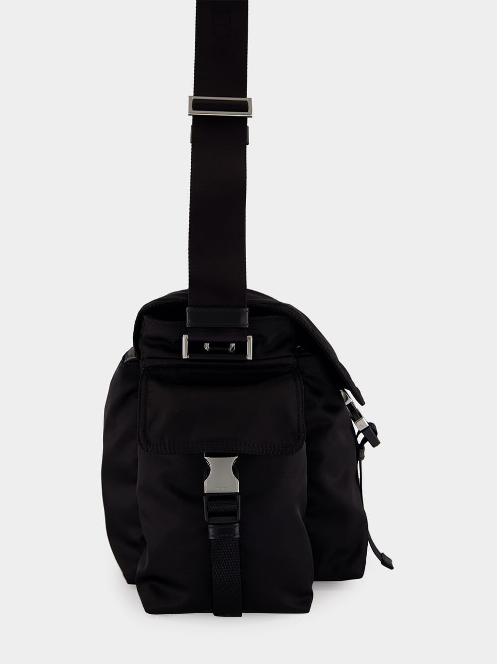 Black Explore Re-Nylon and Leather Bag