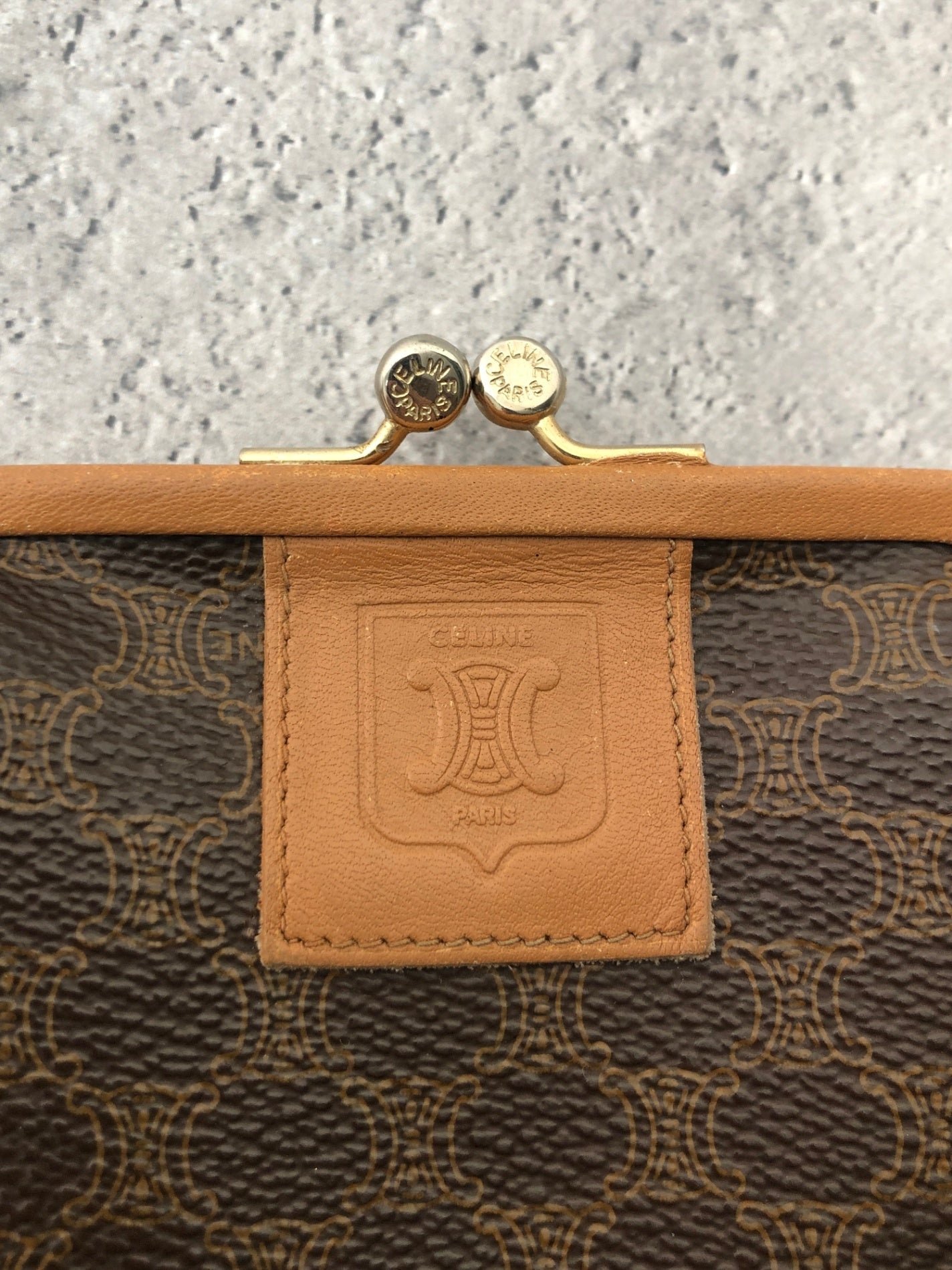 CELINE  Metal Clasp Coin Purse Brown Vintage g62ssc