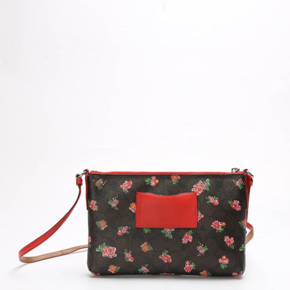 Coach Rose Print Brown Crossbody Bag