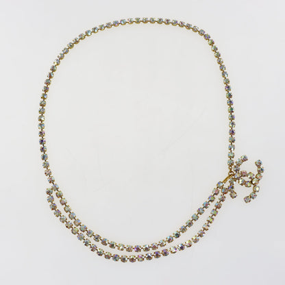CHANEL CC Logos Rhineston Belt Gold Plated 96 P #CS201