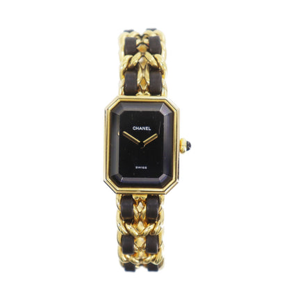 CHANEL Premiere Discontinued Wristwatches M Gold Black Quartz Swiss #CO496 S