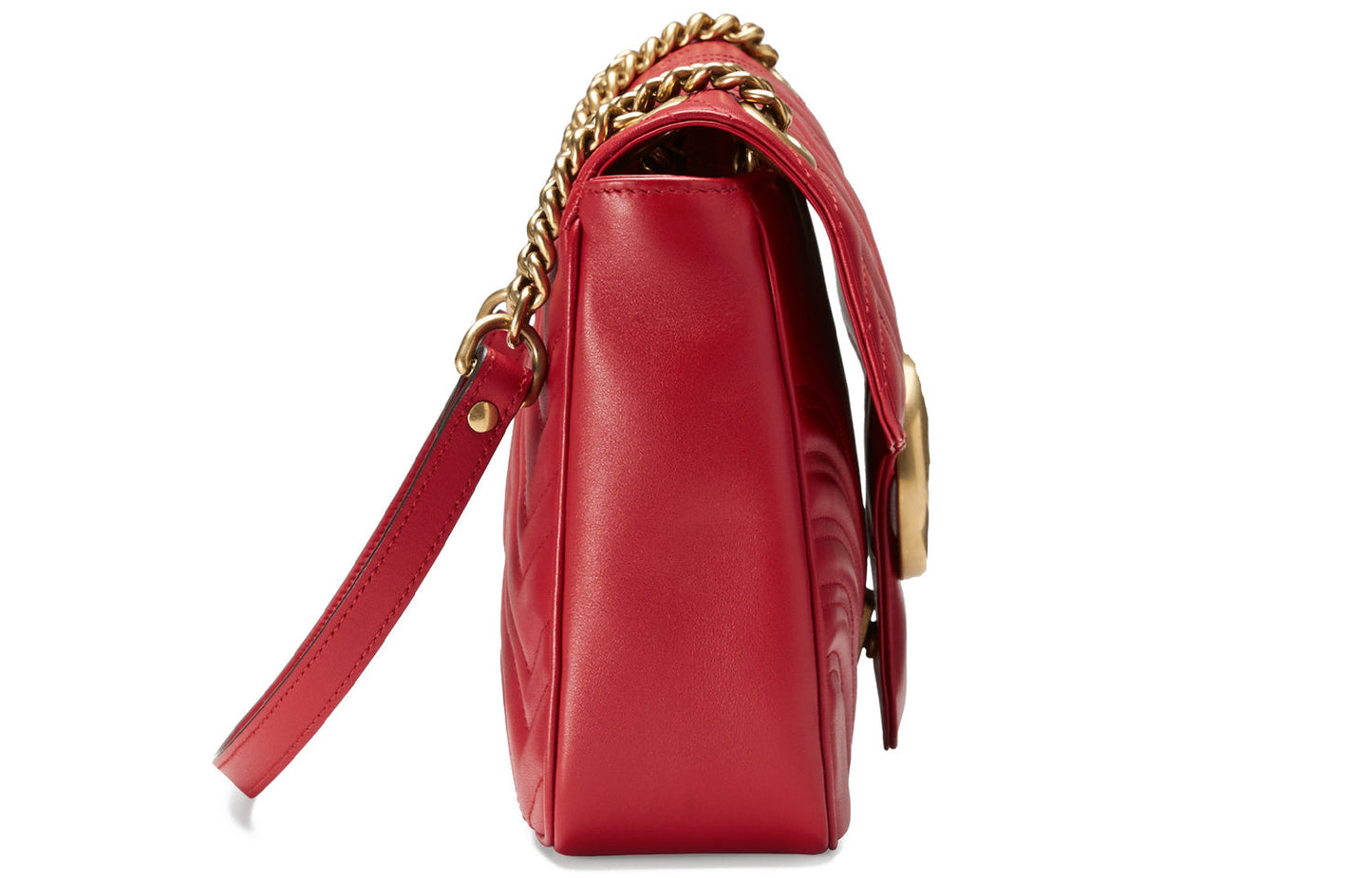 (WMNS) Gucci GG Marmont Gold Logo Distress Leather Chain Shoulder Messenger Bag Red Classic 443496-DTDIT-6433