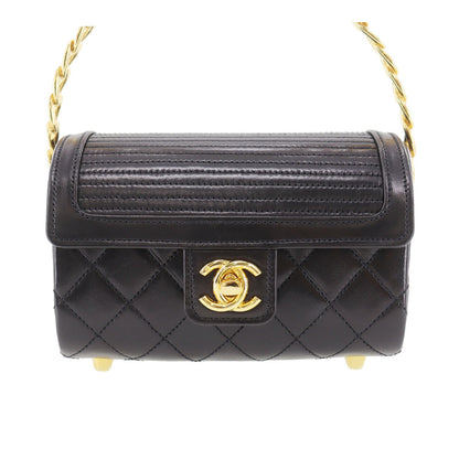 CHANEL  Flap Mini Handbag Black Lambskin Leather #CY875
