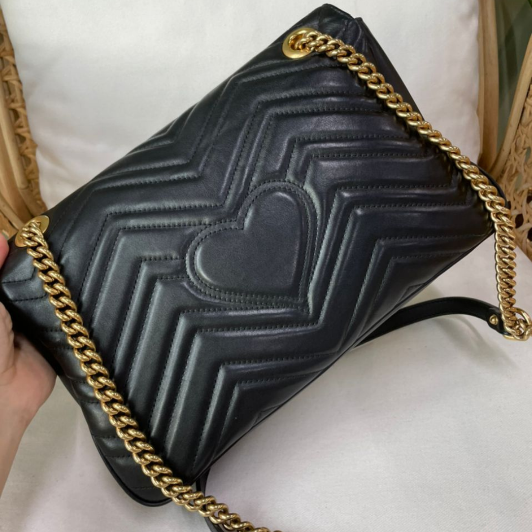 Gucci Medium GG Marmont Bag Calfskin Black GHW