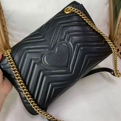 Gucci Medium GG Marmont Bag Calfskin Black GHW