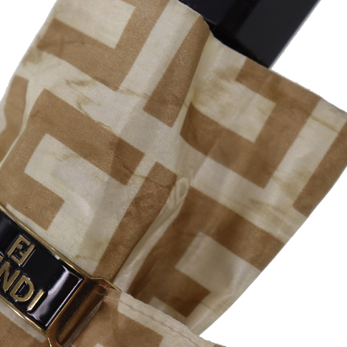 FENDI Zucca  Folding Umbrella Gold Nylon Vintage #DA834