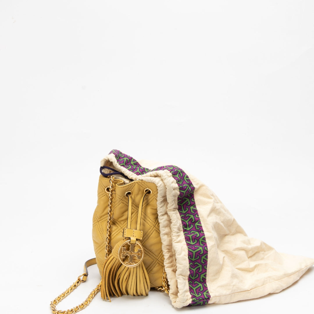 Tory Burch Yellow Fleming Soft Bucket Bag