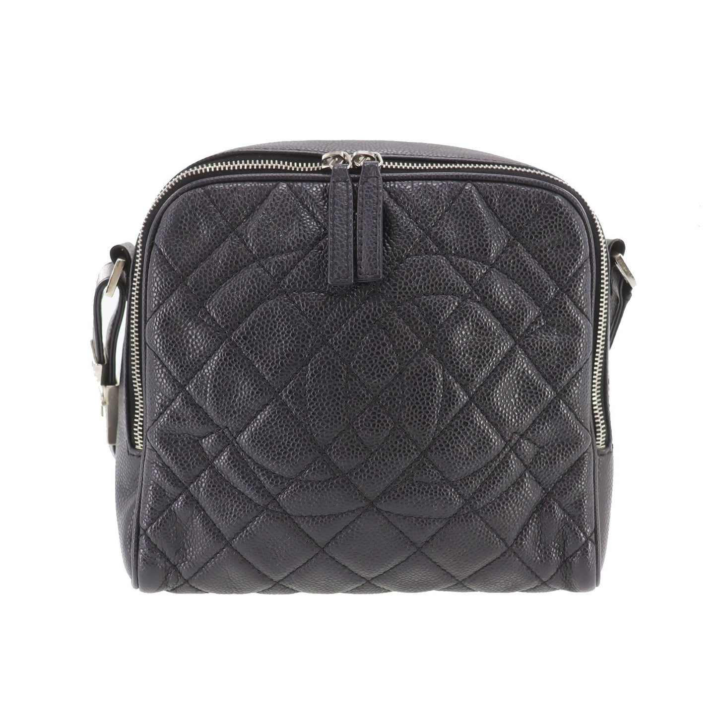 CHANEL CC  Shoulder Bag Black Caviar Skin Leather Vintage #CR806