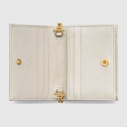 Gucci Rajah Chain Card Case Wallet White