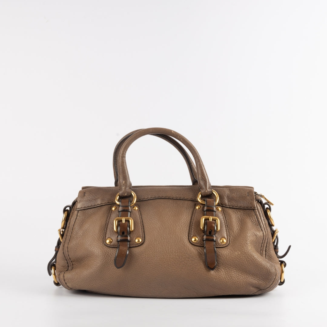 Prada Brown Leather Cervo Satchel