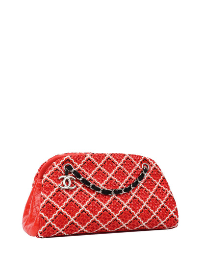 Chanel Limited Edition Red Patent & Tweed Double Chain Tote