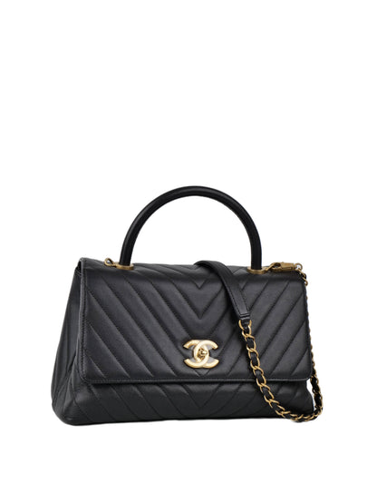 Chanel Medium Dark Grey Coco Handle GHW.
