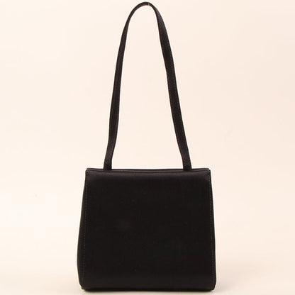 CHANEL Around 2000 Made Silk Satin Rhinestone Camellia Cc Mark Mini Top Handle Bag Black