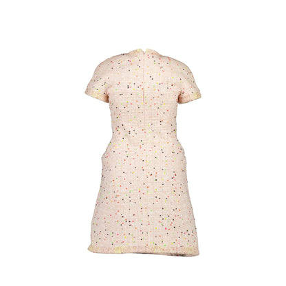 Chanel Size 34 Short Sleeve Tweed Dress Coral/White/Green/Black