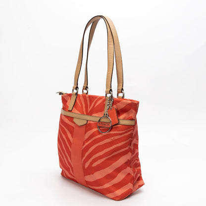 Coach Red Signature Zebra Print Tote