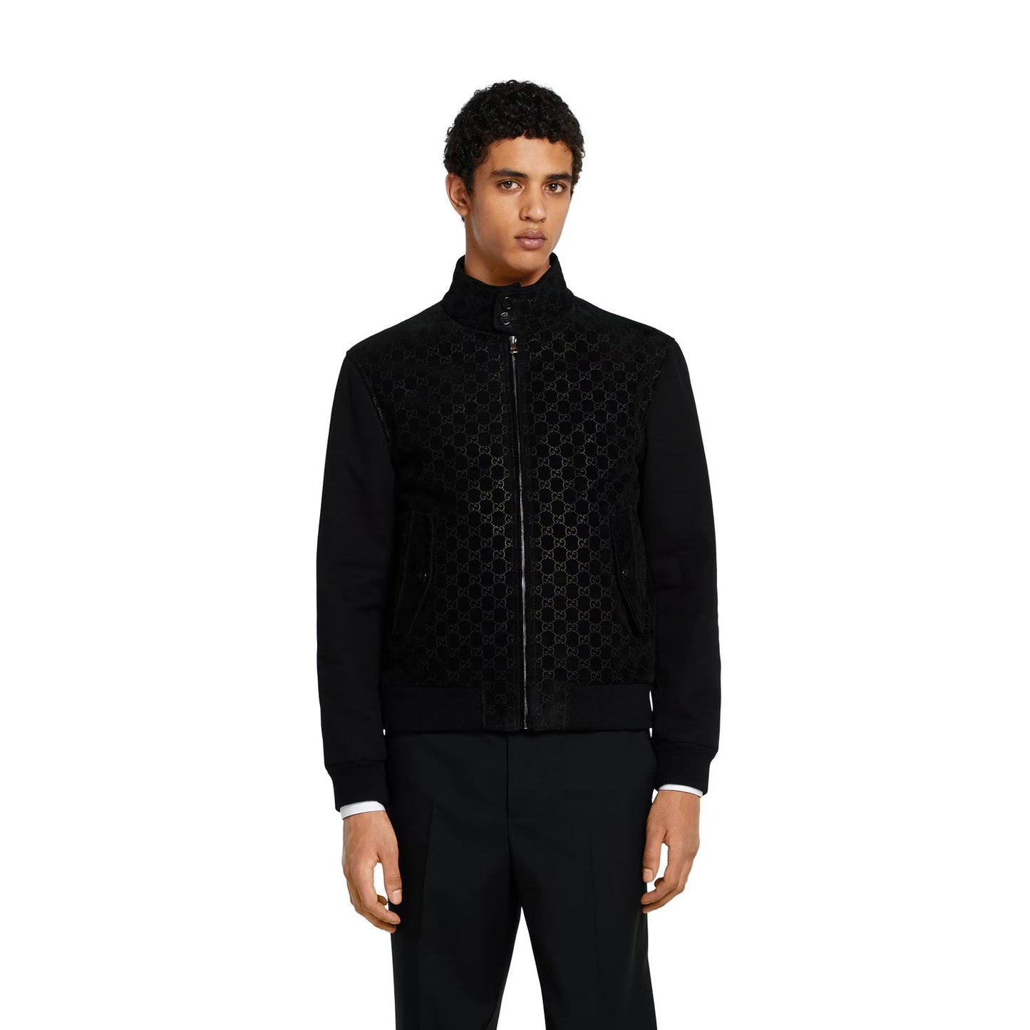 Gucci Guccima Embossed GG Suede Bomber Jacket