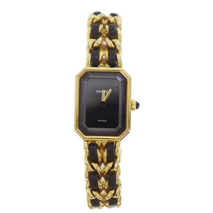 CHANEL Premiere Discontinued Wristwatches L Gold Black Quartz #CW937