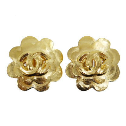 CHANEL CC Logos Earrings 96 P Clip-On Gold #CJ731