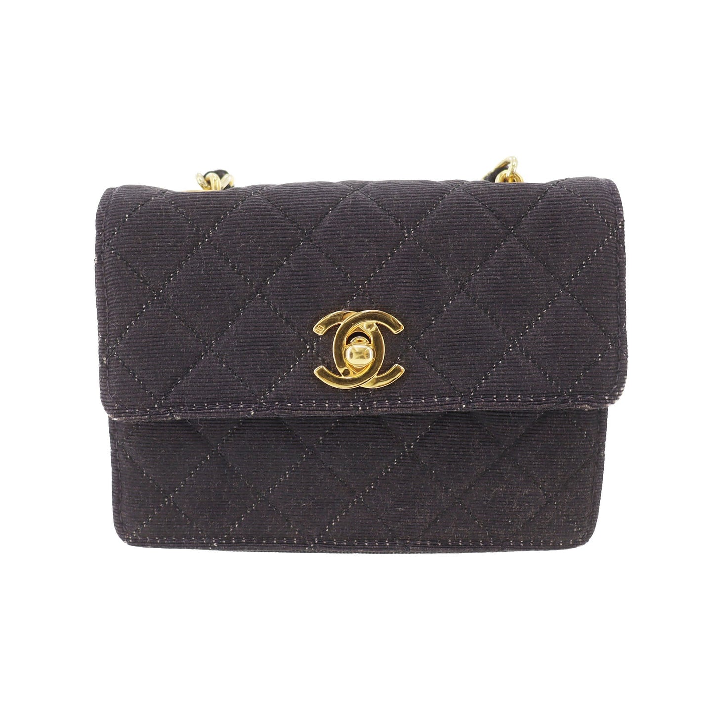 CHANEL Mini Matelasse  Shoulder Bag Black Canvas Vintage #CN499
