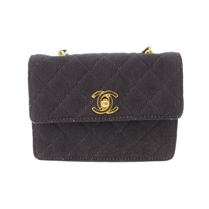 CHANEL Mini Matelasse  Shoulder Bag Black Canvas Vintage #CN499