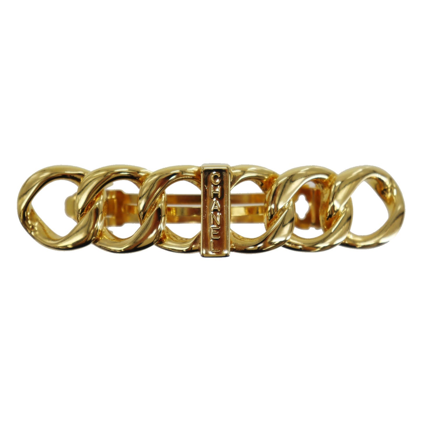 CHANEL Logos Barrette Hair Clip Gold 99P #CJ861